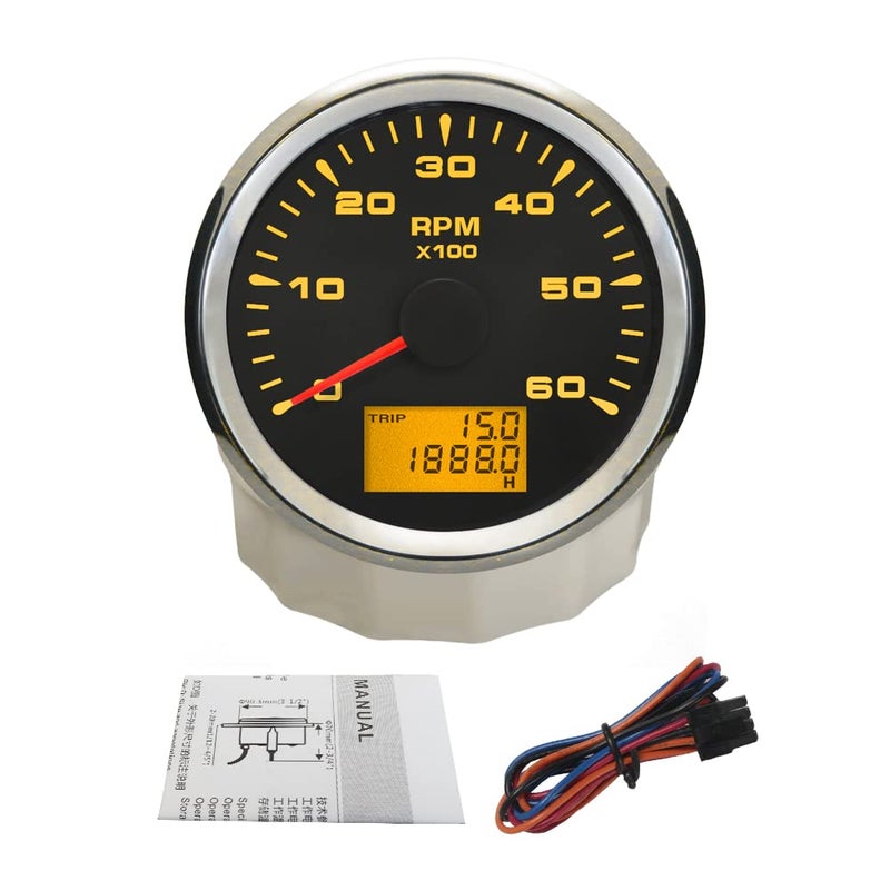 ELING Waterproof 0-6000RPM Outboard Tachometer RPM Gauge for Car Truck Boat Yacht with 8 Colors Backlight 85mm 12V 24V - Image 1